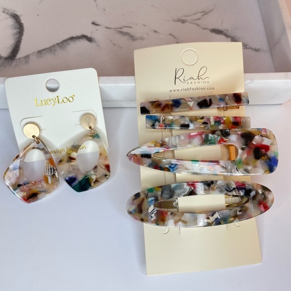 J. ELISE BOUTIQUE MULTICOLOR TORTOISE ACRYLIC FASHION HAIR CLIPS - Picture 6 of 6